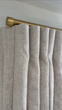 Designer Satin Brass Modern Channel Rod (1 1/8" Diameter) Wall Mount Drapery Hardware with Smooth Gliding Ball Carriers.
