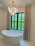 Designer Satin Brass Modern Channel Rod (1 1/8" Diameter) Wall Mount Drapery Hardware with Smooth Gliding Ball Carriers.