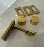 Designer Satin Brass Modern Channel Rod (1 1/8" Diameter) Wall Mount Drapery Hardware with Smooth Gliding Ball Carriers.