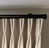 Designer Black Modern Channel Rod (1 1/8" Diameter) Wall Mount Drapery Hardware with Smooth Gliding Ball Carriers.
