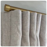 Designer Satin Brass Modern Channel Rod (1 1/8" Diameter) Wall Mount Drapery Hardware with Smooth Gliding Ball Carriers.
