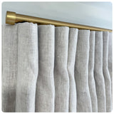 Designer Satin Brass Modern Channel Rod (1 1/8" Diameter) Wall Mount Drapery Hardware with Smooth Gliding Ball Carriers.