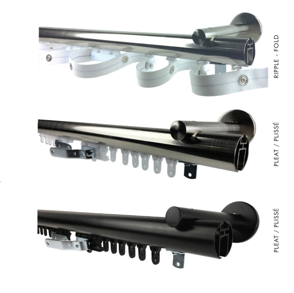 Elements Channel rod system 35mm diameter, window treatment hardware, newest tracks for ripple fold style sheers and drapery panels