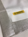 Shimmer Linen Drapery Collection. Modern Silver Metallic and Gold Slubby Linen Drapes.