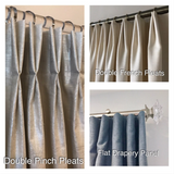 Shimmer Linen Drapery Collection. Modern Silver Metallic and Gold Slubby Linen Drapes.