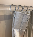 Shimmer Linen Drapery Collection. Modern Silver Metallic and Gold Slubby Linen Drapes.