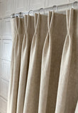 Custom Washed Linen Oatmeal drapery panels.