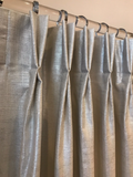 Shimmer Linen Drapery Collection. Modern Silver Metallic and Gold Slubby Linen Drapes.