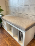 Herringbone Tweed custom bench cushions. Performance fabric.