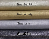 Shimmer Linen Drapery Collection. Modern Silver Metallic and Gold Slubby Linen Drapes.