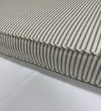 Pinstripe 100% Cotton Custom Bench Cushions with Piping. Made in Canada.