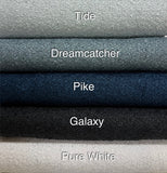 Black, Navy, white, French blue, light blue, dark blue boucle fabric for drapes, shades, blinds and pillows, bench cushions 