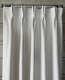 White boule drapes , double pinch pleat 