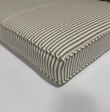 Pinstripe 100% Cotton Custom Bench Cushions with Piping. Made in Canada.