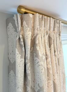 Eleanor Damask Custom Designer Viscose Drapery Panels.