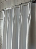 Custom Boucle Drapery In worm white color.
White curtains for living room, dining room, family room.Modern interior drapes