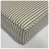 Pinstripe 100% Cotton Custom Bench Cushions with Piping. Made in Canada.