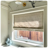 Pure Natural Washed Linen Custom Roman Shades made in Canada. Functional Roman Shades with Chain Mechanism .