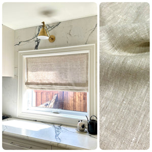 Pure Natural Washed Linen Custom Roman Shades made in Canada. Functional Roman Shades with Chain Mechanism .