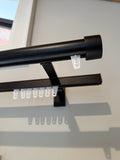 Designer Double Channel Curtain Rod - 1 1/8" Modern Wall Mount Drapery Track System (5 Finishes)