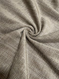 Luxury double-sided chenille fabric with a textured herringbone weave in warm taupe and ivory, ideal for upholstery, drapery, cushions, and home décor.