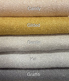 Boucle fabric in mustard, coral, pastel coral, taupe, light gray, gray Colors 