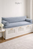 Luxury Custom Bench Cushion Set - Super Plush Velvet - Light French Blue (Includes Bolsters & Backrest)