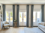 Designer Satin Brass Modern Channel Rod (1 1/8" Diameter) Wall Mount Drapery Hardware with Smooth Gliding Ball Carriers.