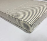 Pinstripe 100% Cotton Custom Bench Cushions with Piping. Made in Canada.
