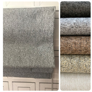 Herringbone Tweed Texture Designer blackout thermal Roman Shades. Flat style.