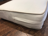 Custom Linen textured firm bench cushions. Barista fabric.